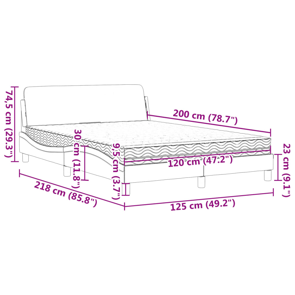 Letto con Materasso Dover Marrone 120x200cm in Similpelle | homemem39