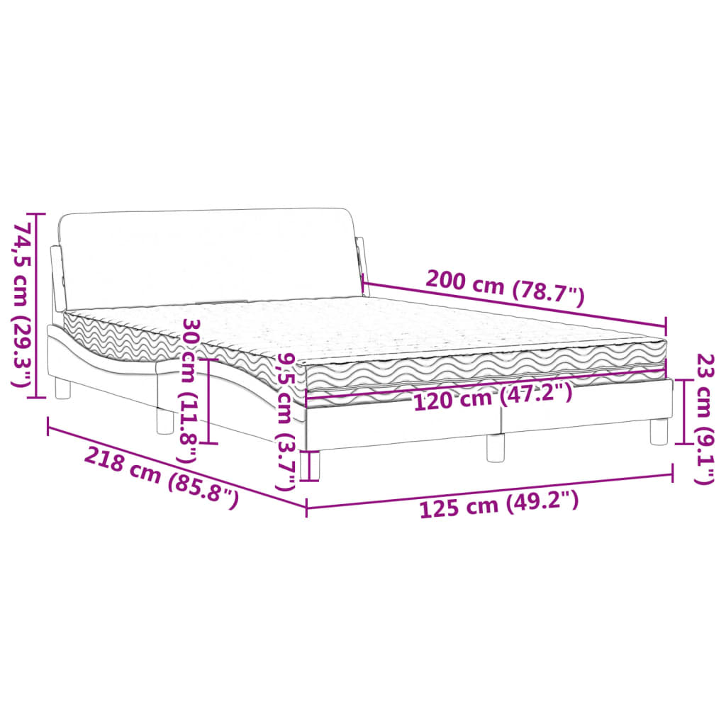 Letto con Materasso Dover Nero e Bianco 120x200 cm in Similpelle | homemem39