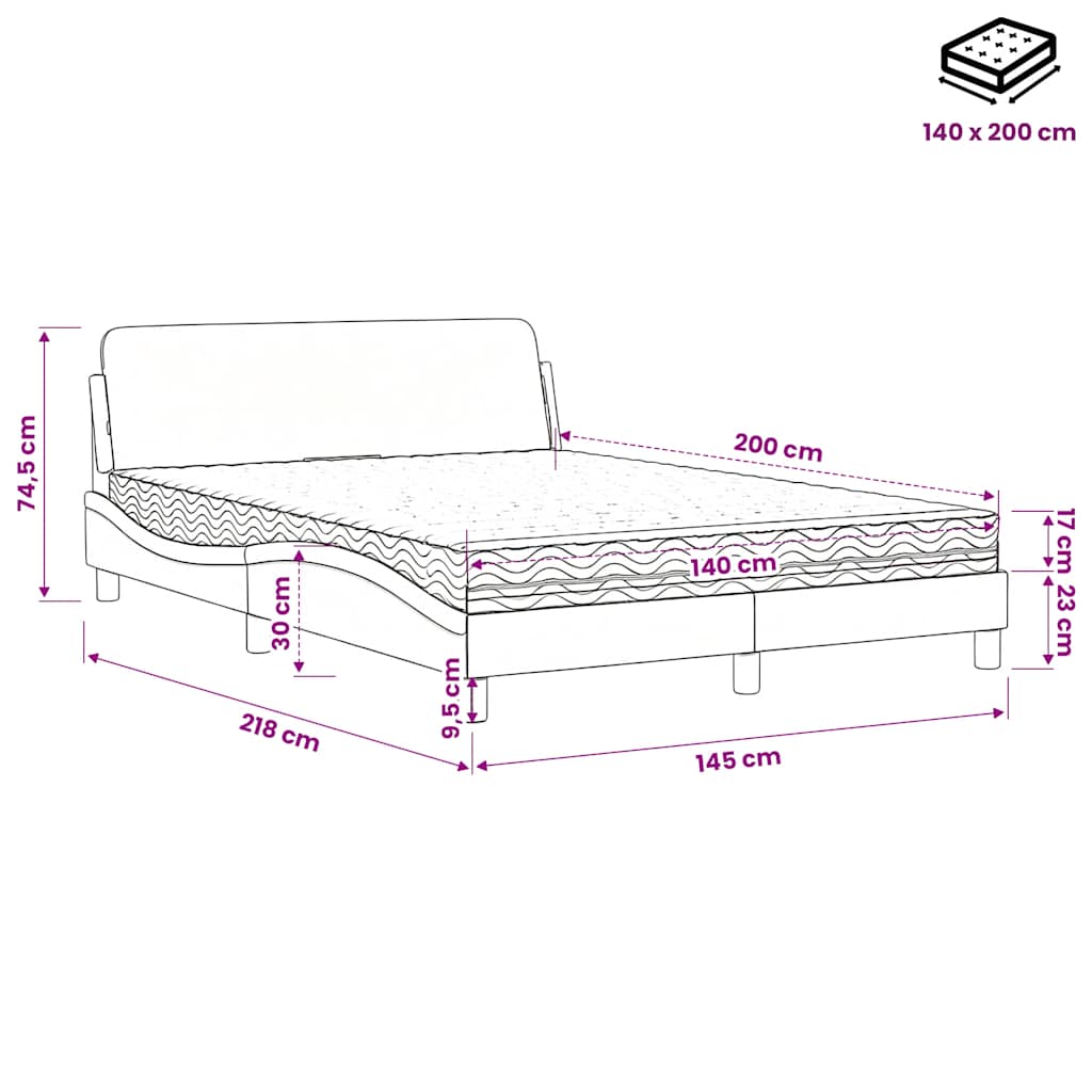 Letto con Materasso Dover Verde Scuro 140x200 cm in Velluto | homemem39