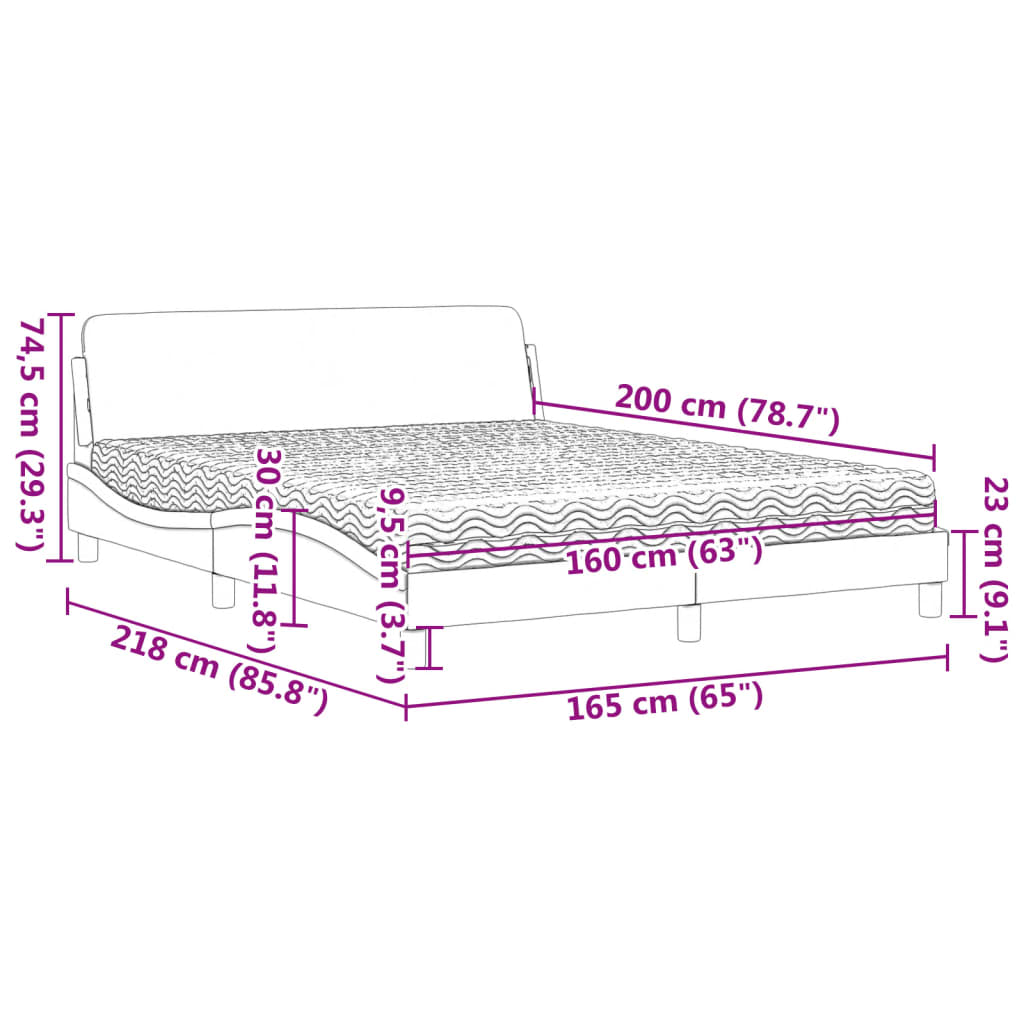 Letto con Materasso Dover Blu 160x200 cm in Tessuto | homemem39