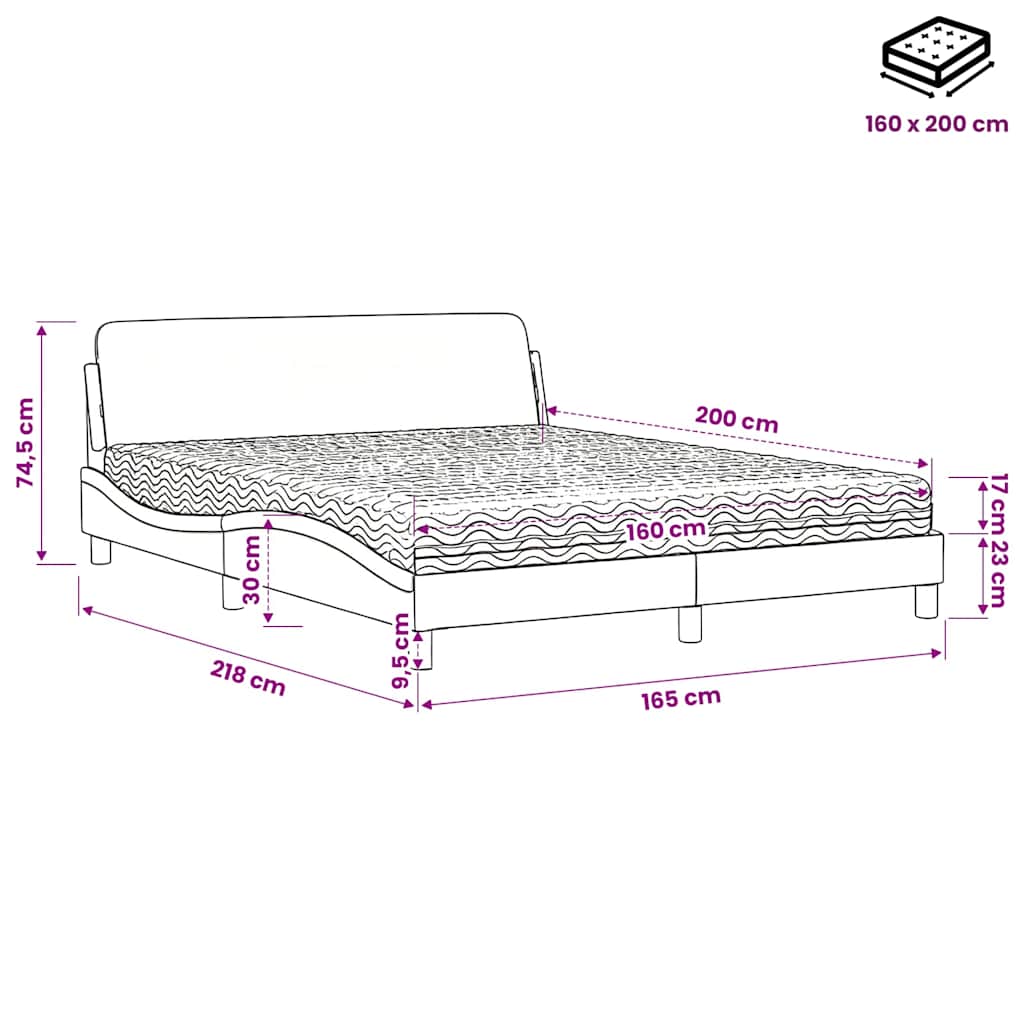 Letto con Materasso Dover Verde Scuro 160x200 cm in Velluto | homemem39