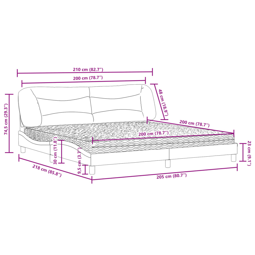 Letto con Materasso Hvar Crema 200x200 cm in Tessuto | homemem39