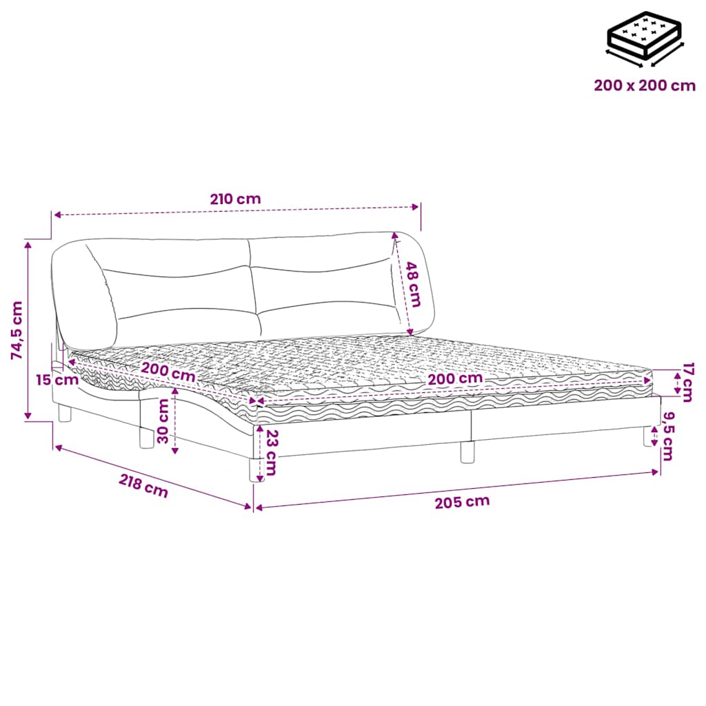 Letto con Materasso Hvar Crema 200x200 cm in Tessuto | homemem39