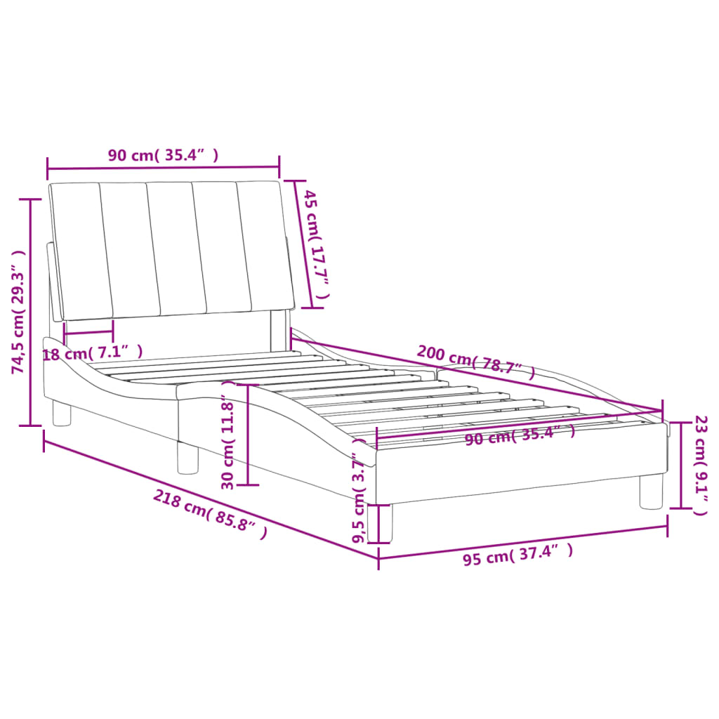 Letto con Materasso Hanko Grigio Scuro 90x200 cm in Velluto | homemem39