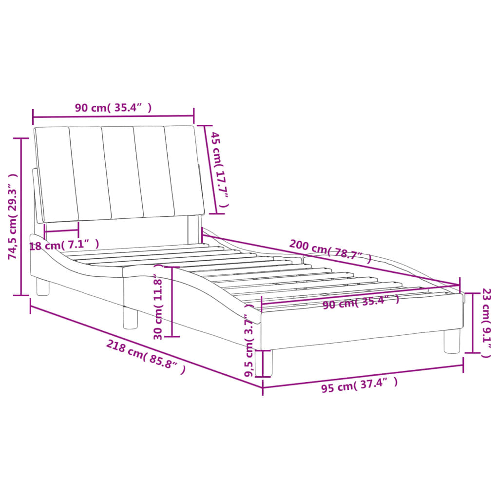 Letto con Materasso Hanko Nero 90x200 cm in Velluto | homemem39