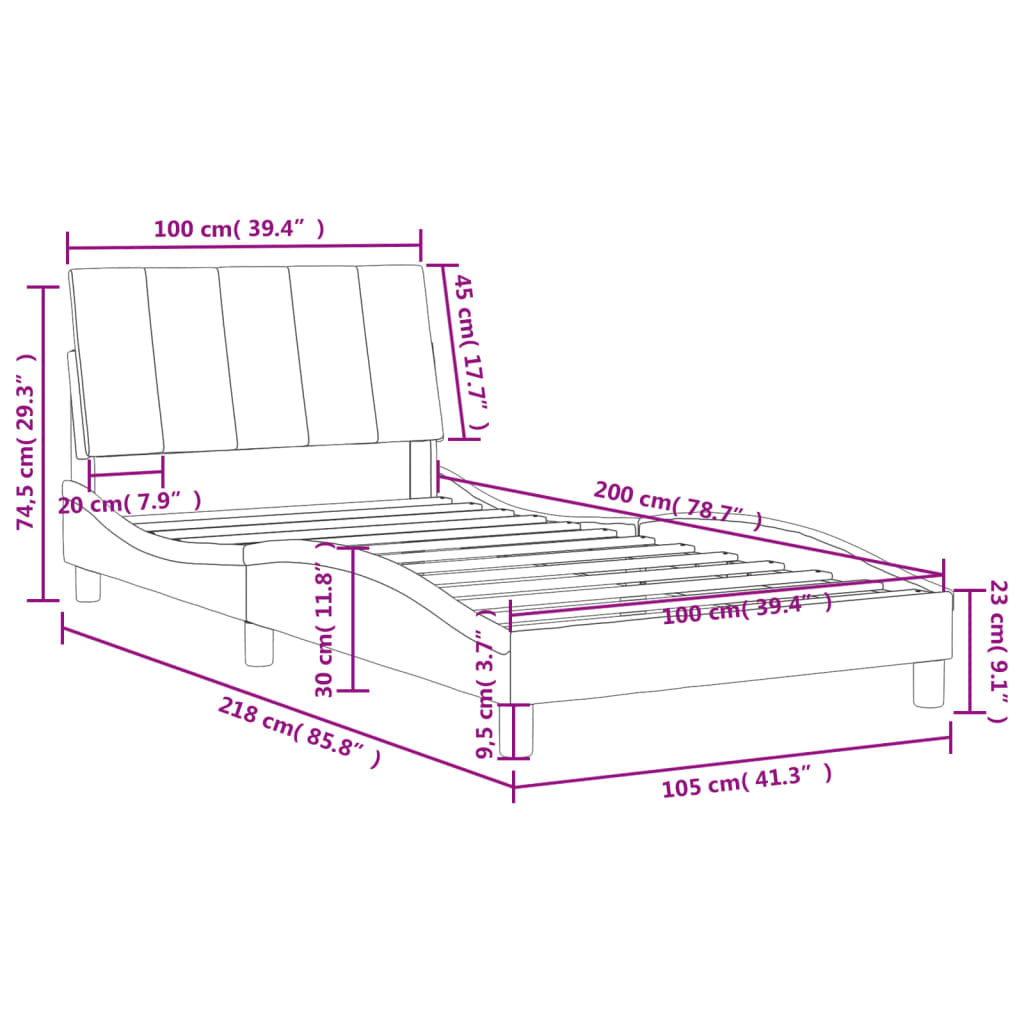 Letto con Materasso Hanko Rosa 100x200 cm in Velluto | homemem39