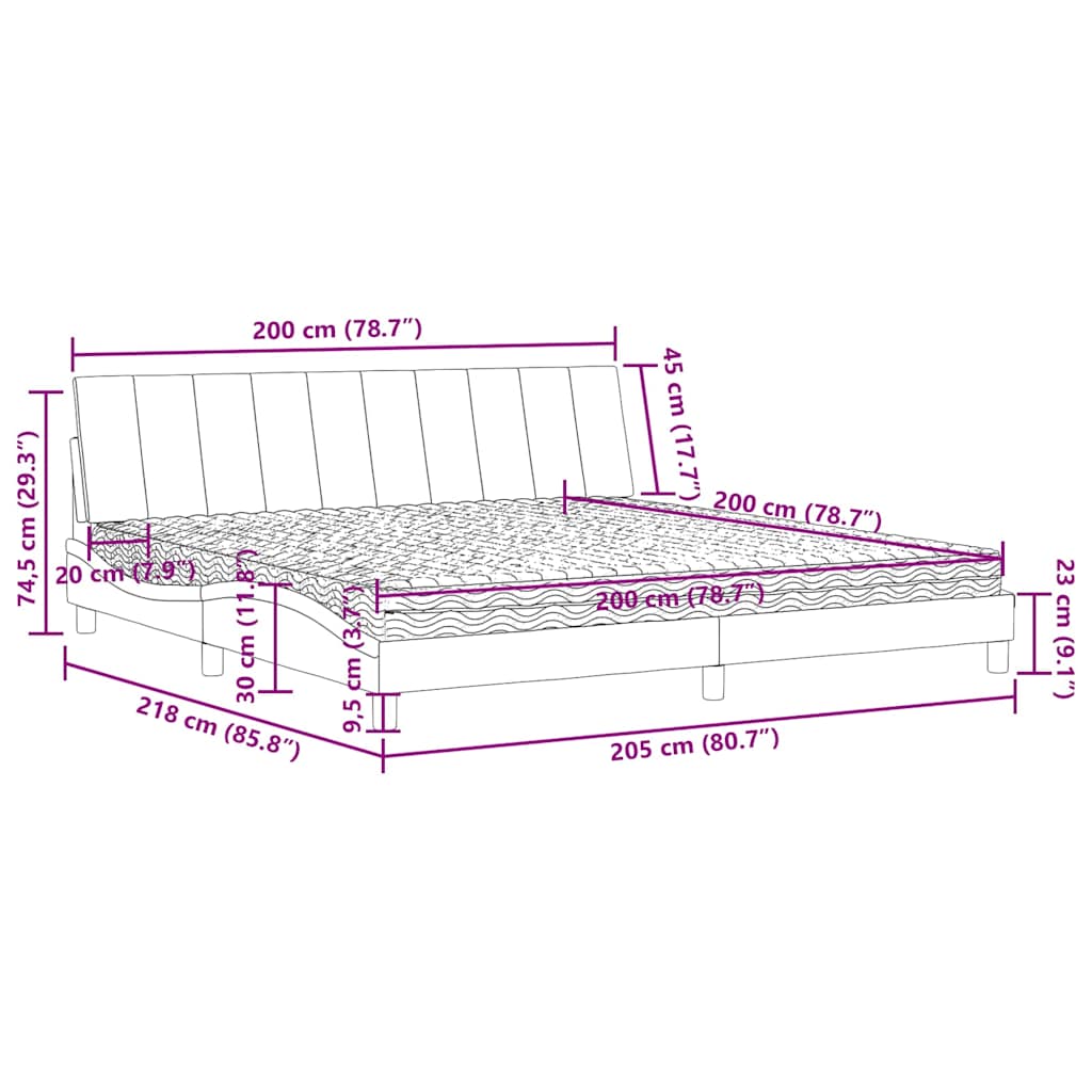 Letto con Materasso Hanko Verde Scuro 200x200 cm Velluto | homemem39