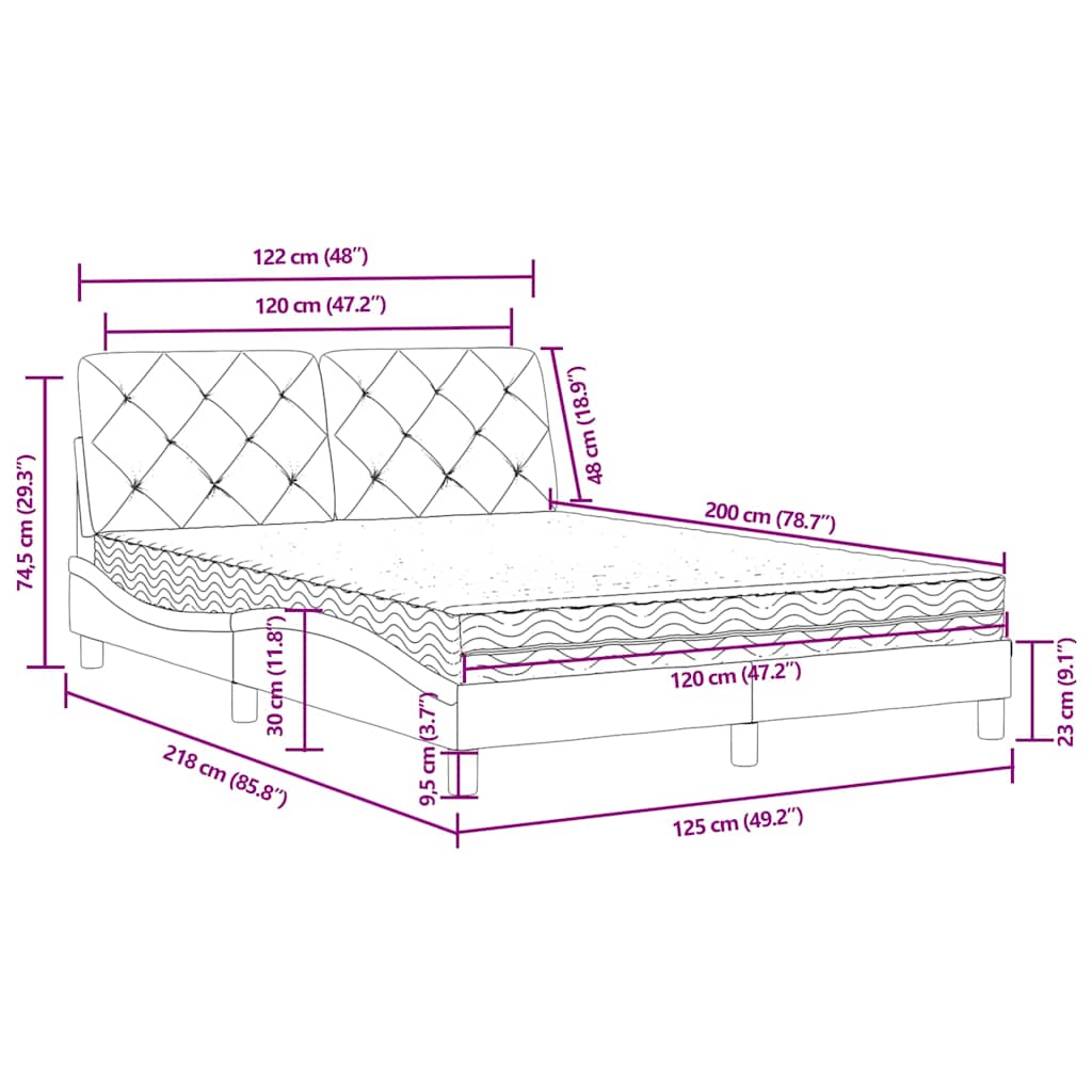 Letto con Materasso Verde Scuro 120x200 cm in Velluto | homemem39