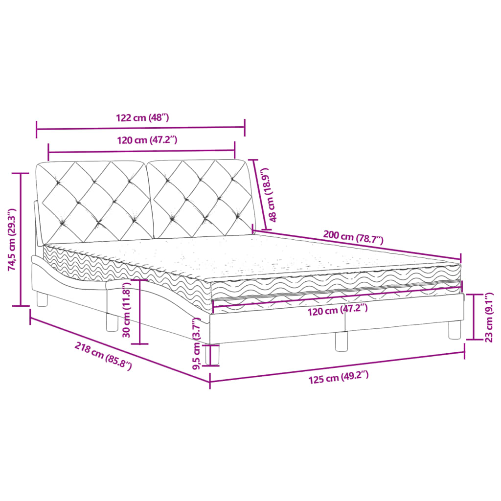 Letto con Materasso Rosa 120x200 cm in Velluto | homemem39