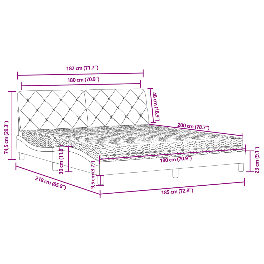 Letto con Materasso Verde Scuro 180x200 cm in Velluto | homemem39
