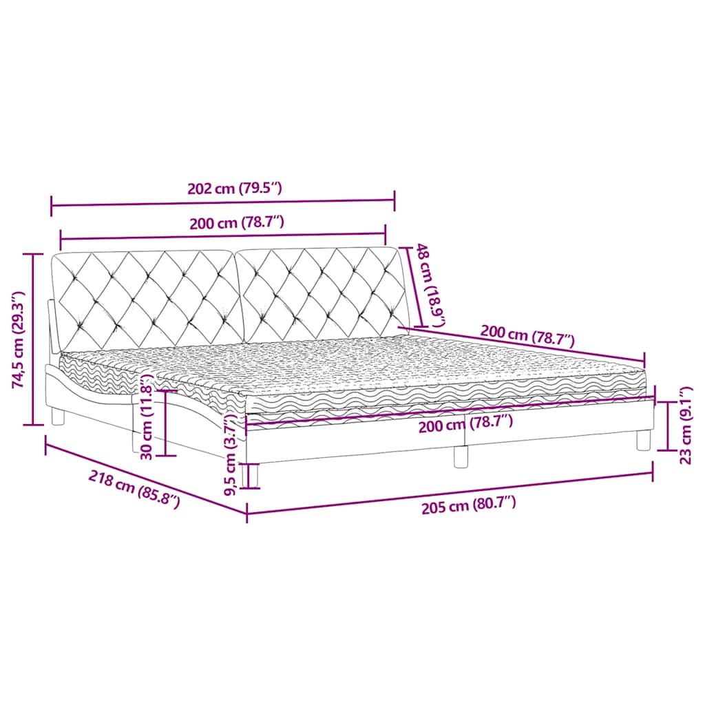 Letto con Materasso Verde Scuro 200x200 cm Velluto | homemem39