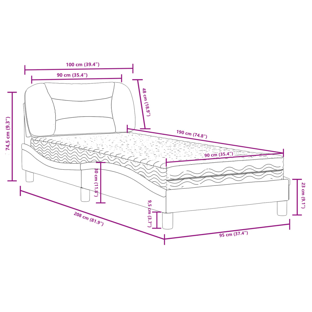 Letto con Materasso Hvar Cappuccino 90x190 cm Similpelle | homemem39