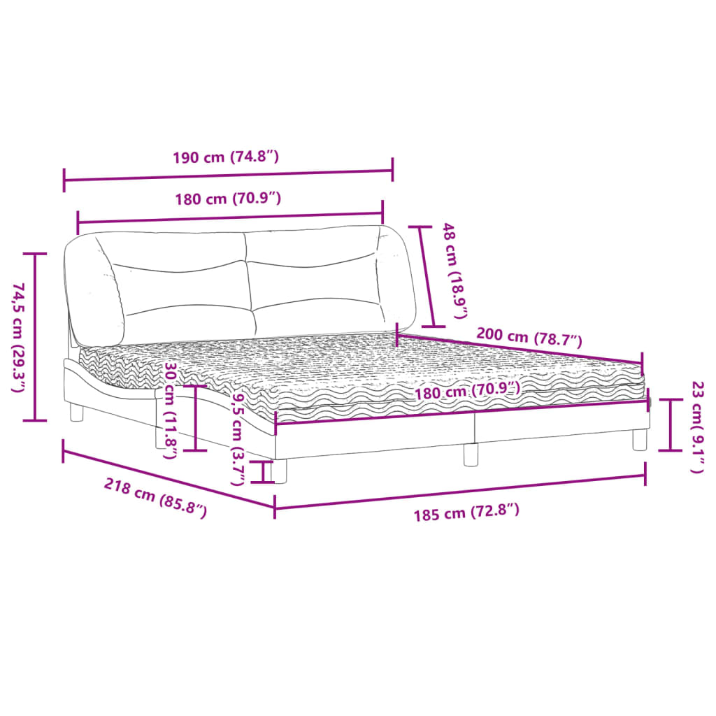 Letto con Materasso Hvar Grigio 180x200 cm in Similpelle | homemem39