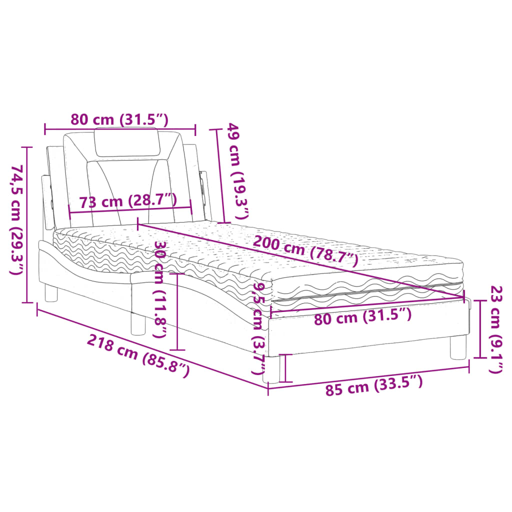Letto Viana con Materasso Marrone 80x200 cm in Similpelle | homemem39