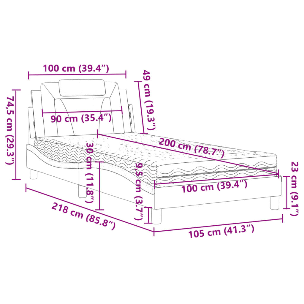 Letto Viana con Materasso Marrone 100x200cm in Similpelle | homemem39