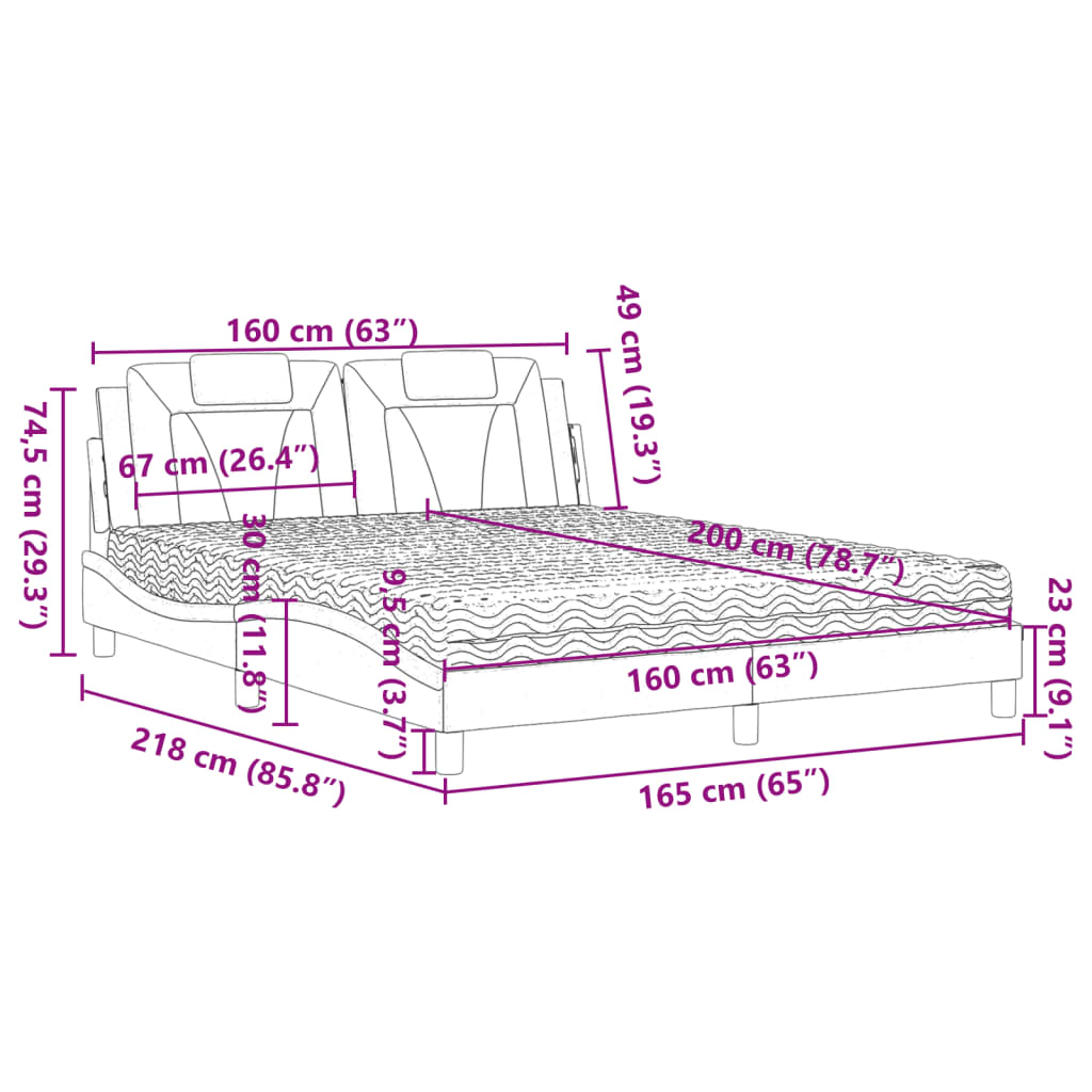 Letto Viana con Materasso Cappuccino 160x200cm Similpelle | homemem39