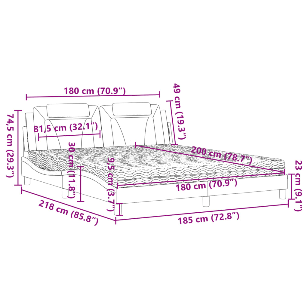 Letto Viana con Materasso Marrone 180x200cm in Similpelle | homemem39