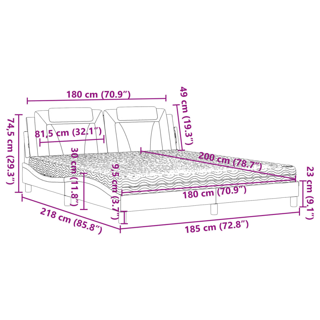 Letto Viana con Materasso Grigio 180x200 cm in Similpelle | homemem39