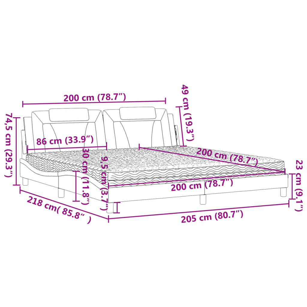 Letto Viana con Materasso Nero 200x200 cm in Similpelle | homemem39