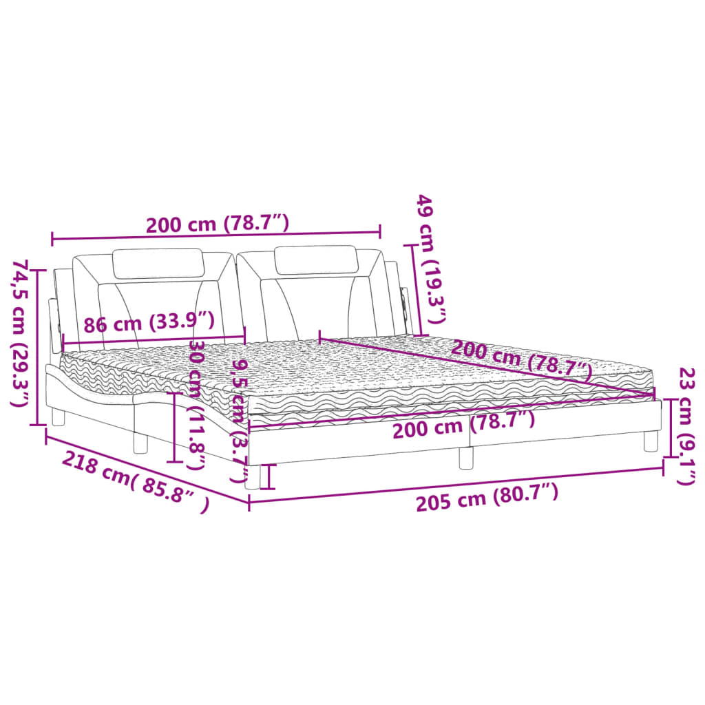 Letto Viana con Materasso Grigio 200x200 cm in Similpelle | homemem39