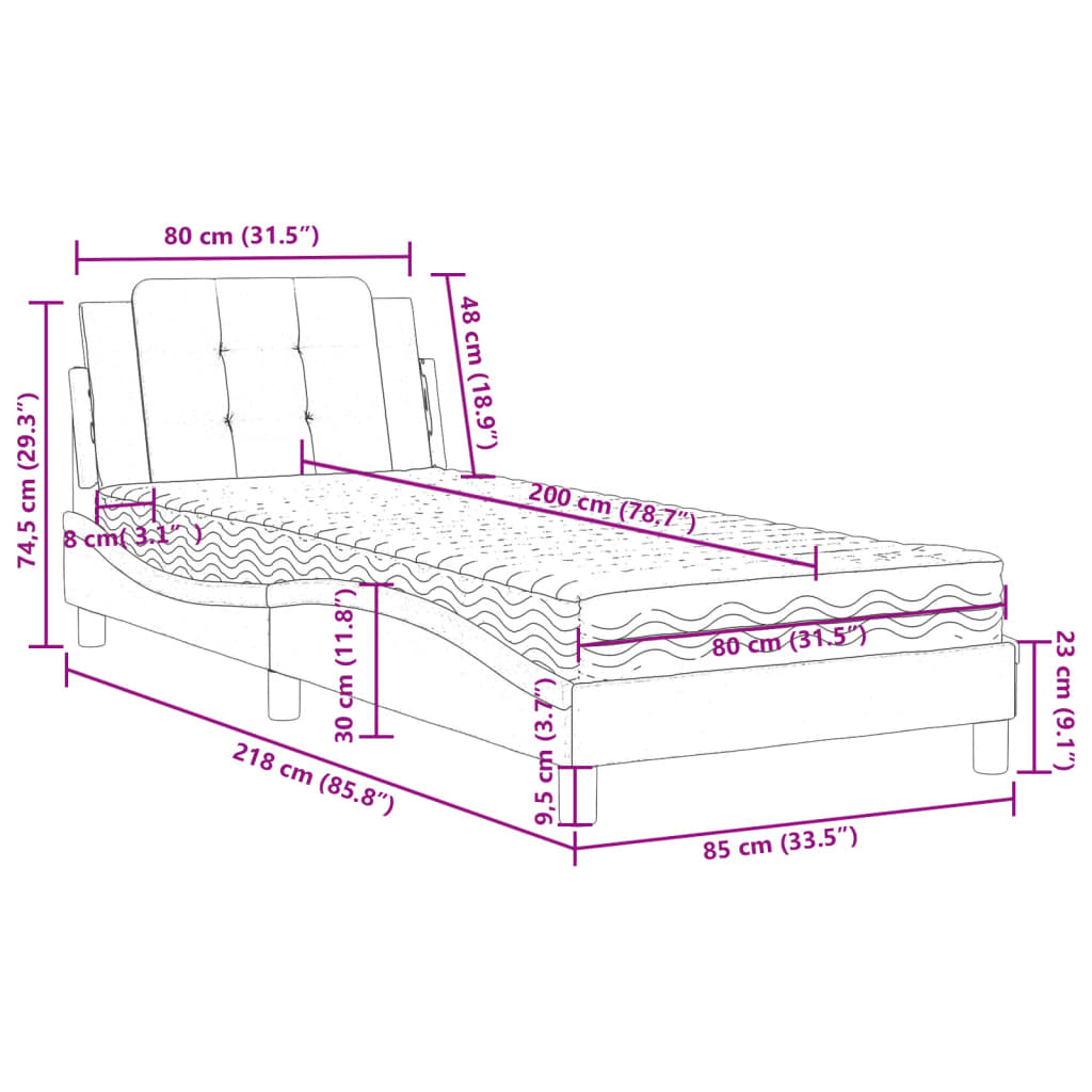 Giroletto senza Materasso Zadar Cappuccino 80x200 cm Similpelle | homemem39