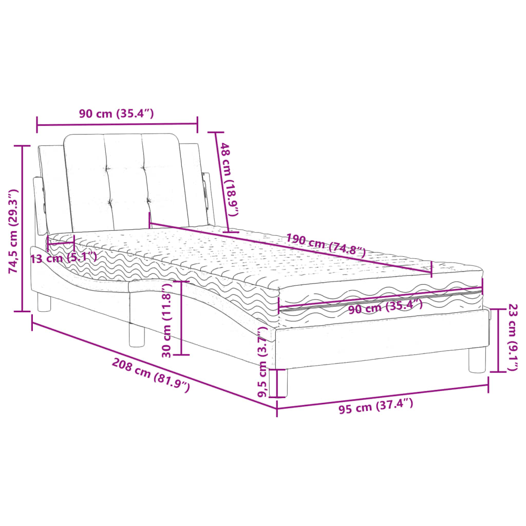 Giroletto senza Materasso Zadar Bianco 90x190 cm in Similpelle | homemem39