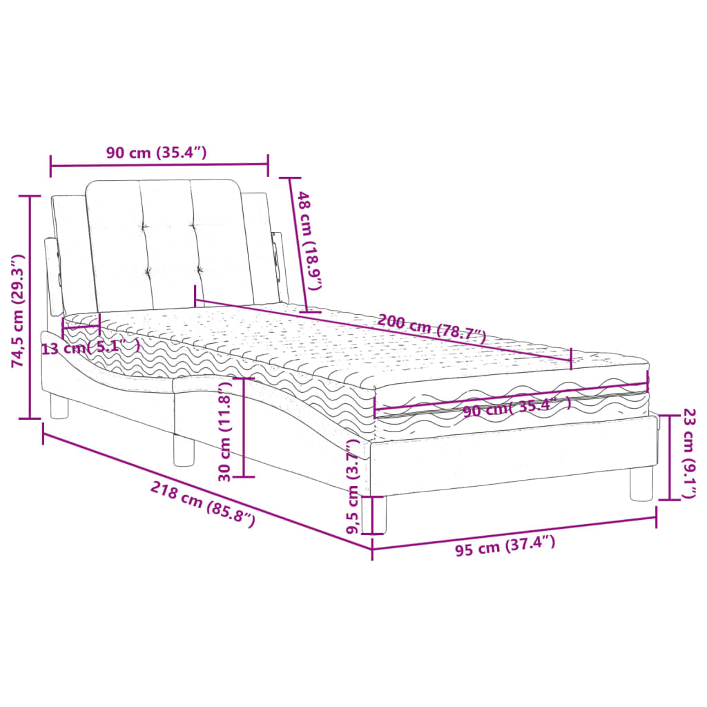Giroletto senza Materasso Zadar Bianco 90x200 cm in Similpelle | homemem39