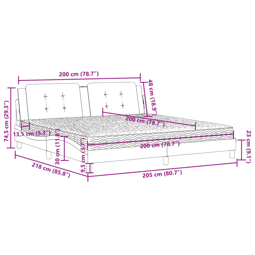 Letto con Materasso Zadar Nero 200x200 cm in Similpelle | homemem39