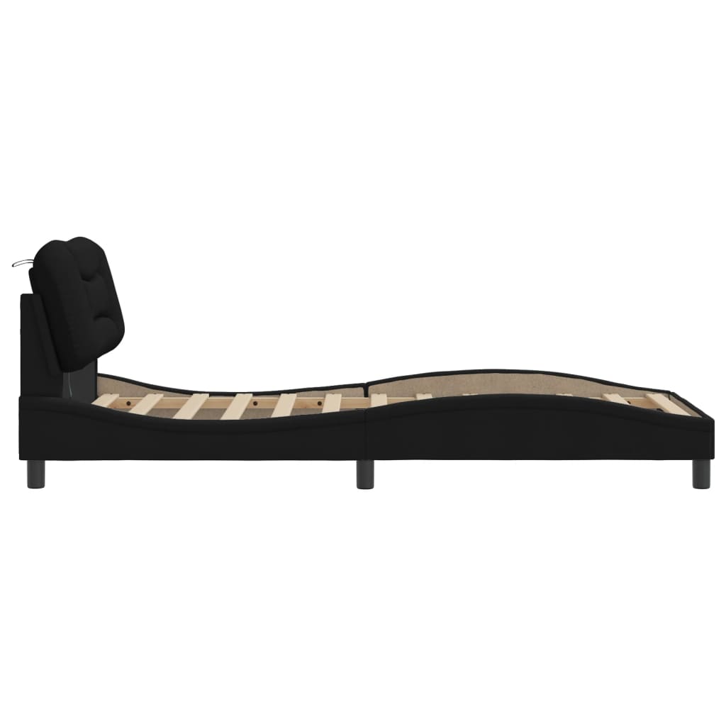 Giroletto con LED senza Materasso Nero 80x200 cm Tessuto
