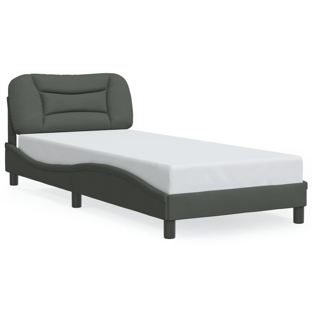 Giroletto con LED senza Materasso Grigio Scuro 90x190cm Tessuto