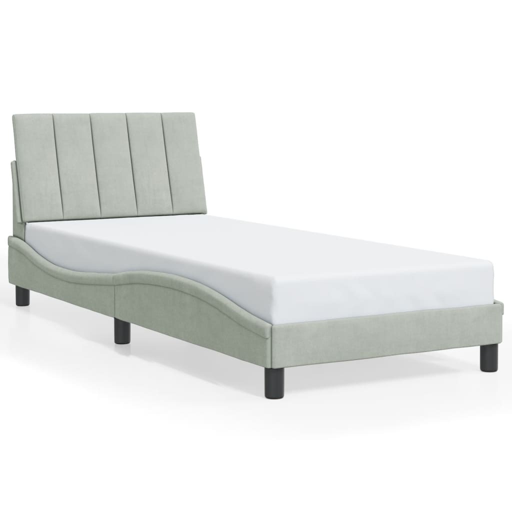 Giroletto con Luci LED Grigio Chiaro 90x200 cm in Velluto