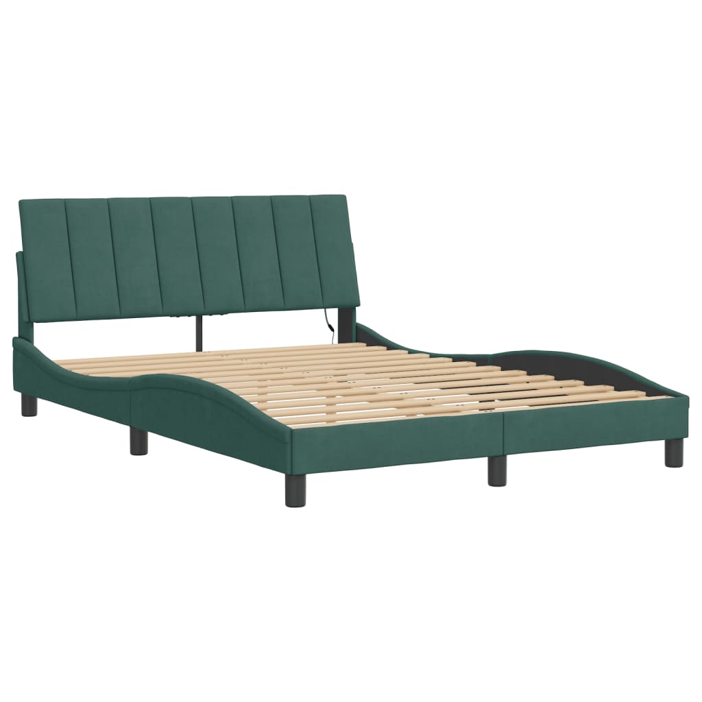 Giroletto con Luci LED Verde Scuro 140x190 cm in Velluto - homemem39