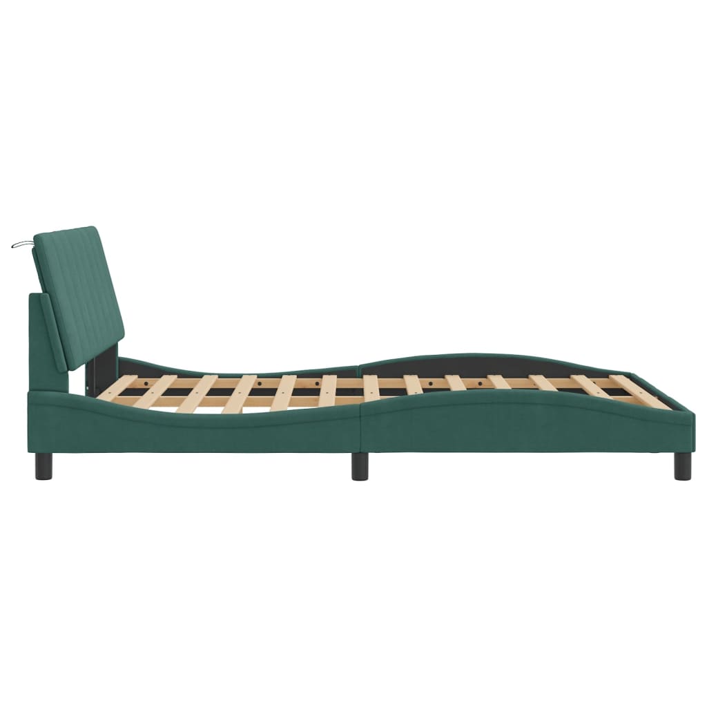Giroletto con Luci LED Verde Scuro 140x190 cm in Velluto - homemem39