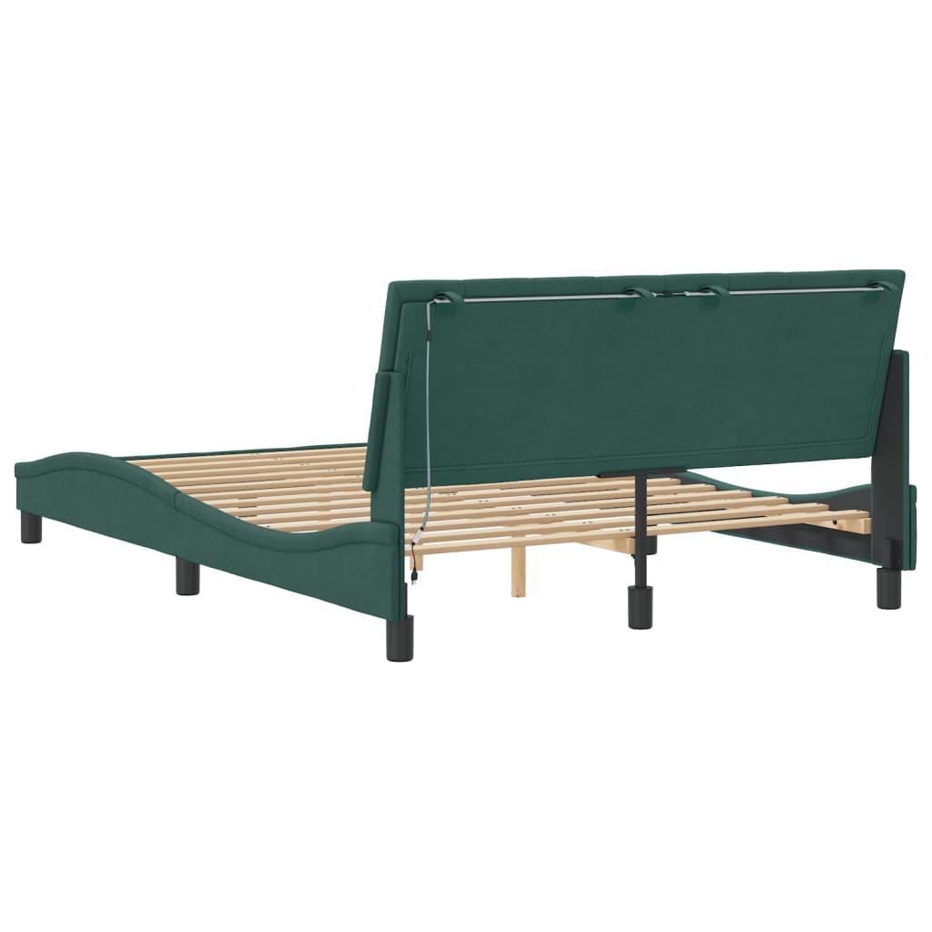 Giroletto con Luci LED Verde Scuro 140x190 cm in Velluto - homemem39