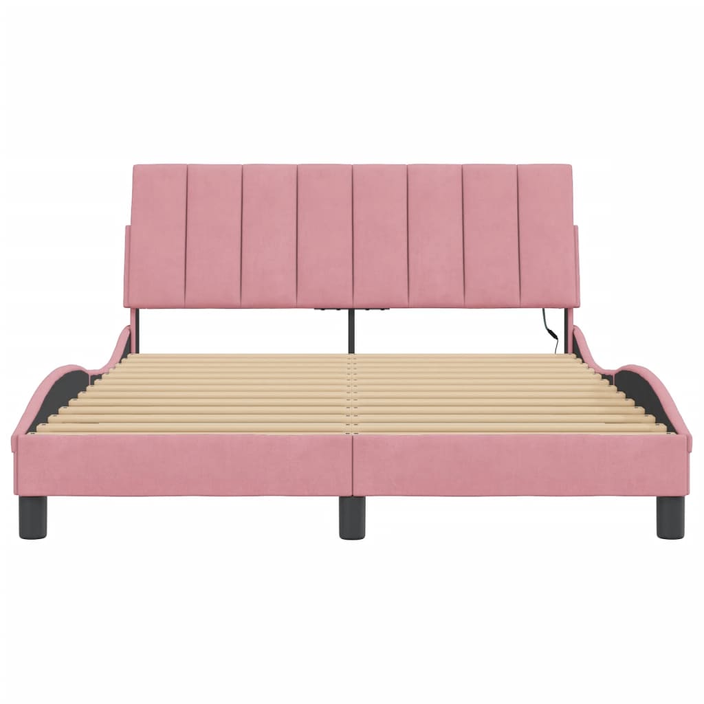 Giroletto con Luci LED Rosa 140x190 cm in Velluto