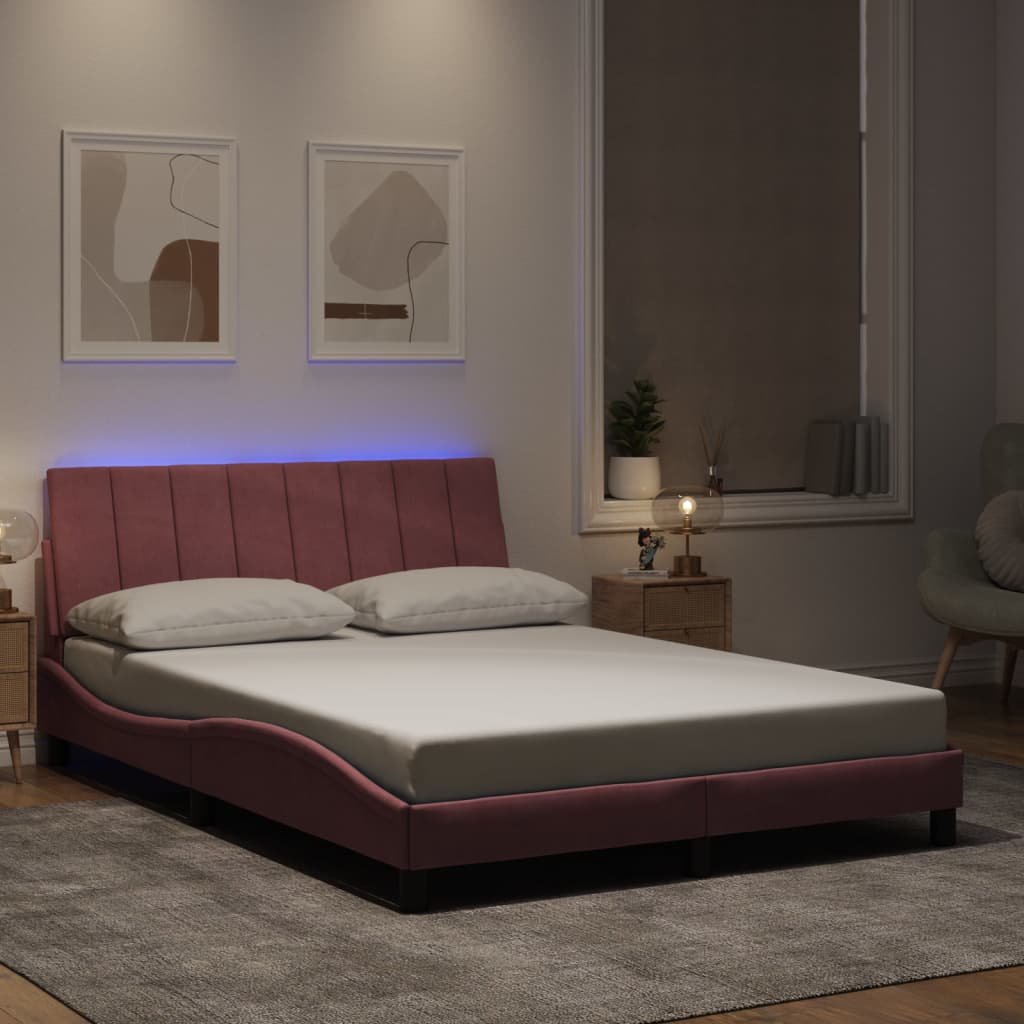Giroletto con Luci LED Rosa 140x190 cm in Velluto