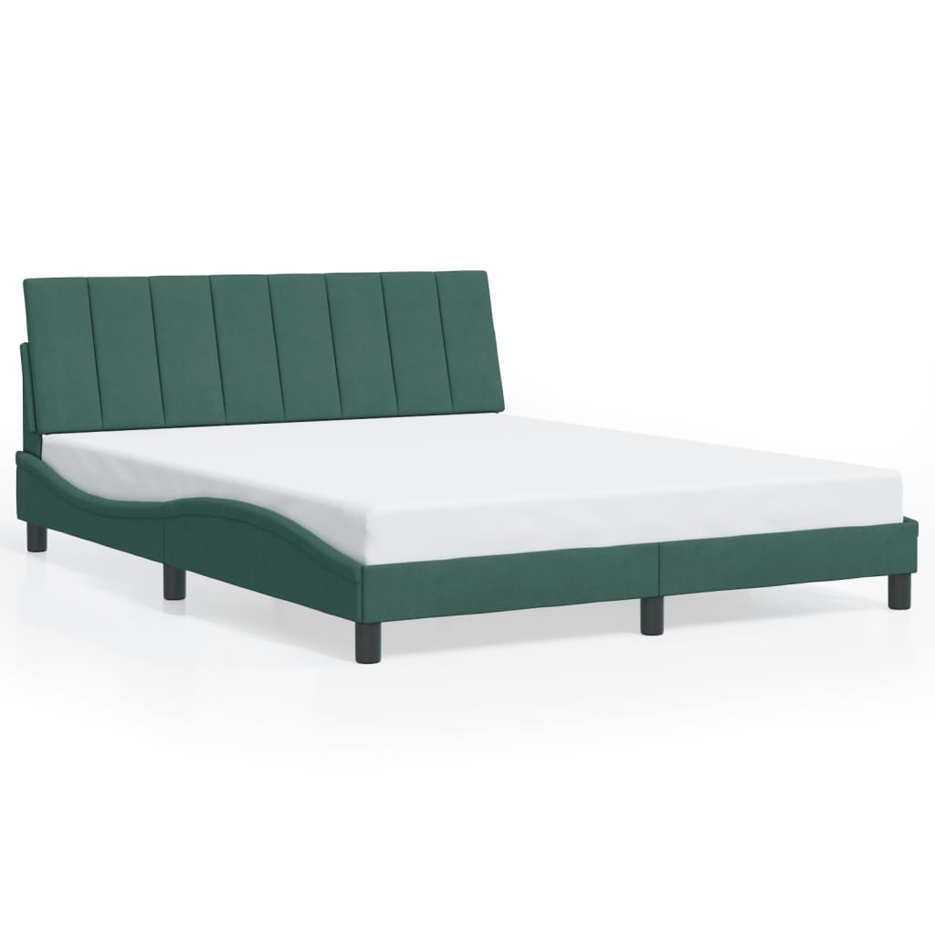 Giroletto con Luci LED Verde Scuro 160x200 cm in Velluto