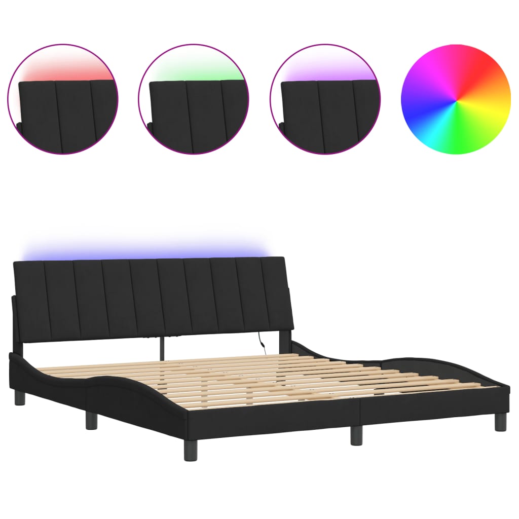 Giroletto con Luci LED Nero 180x200 cm in Velluto
