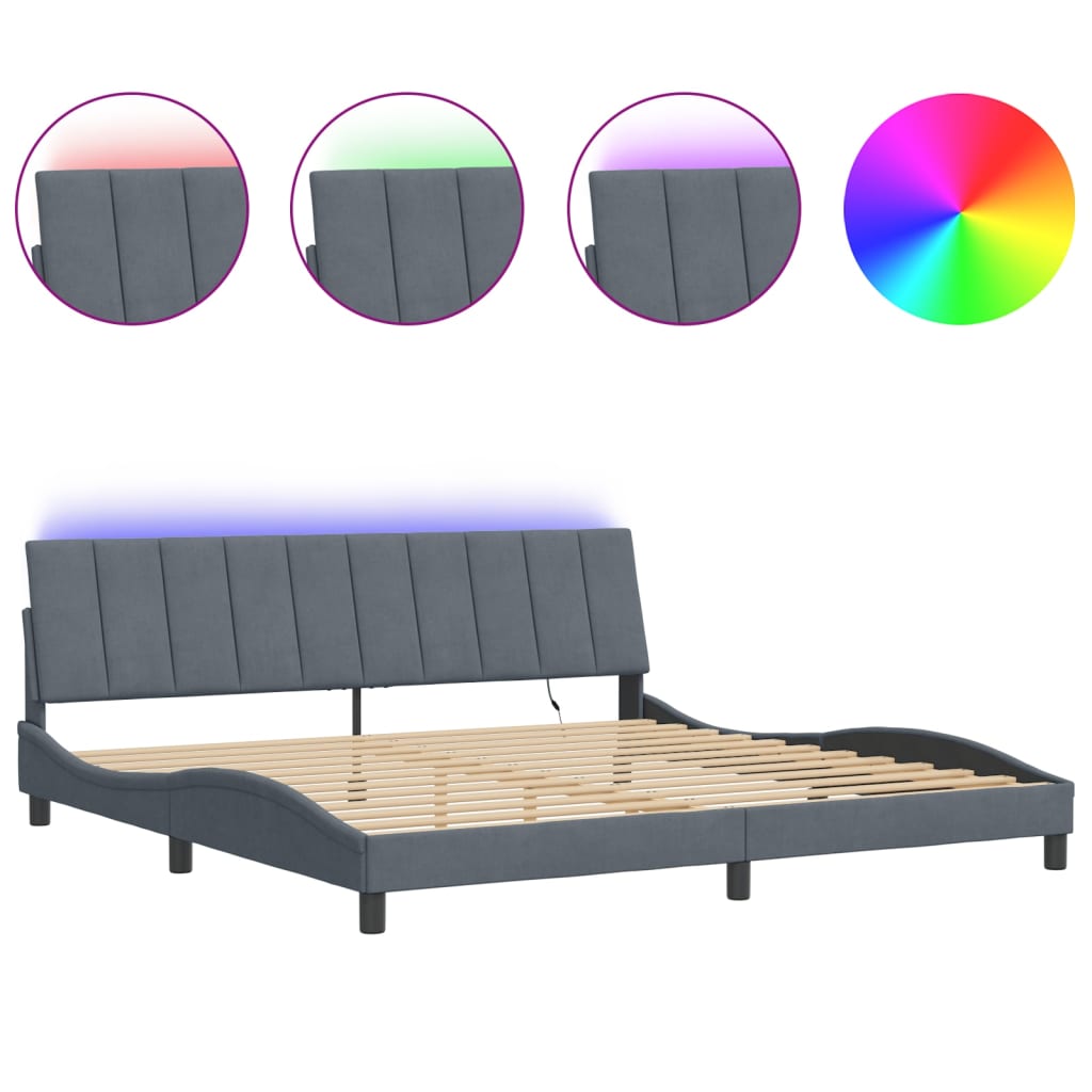 Giroletto con Luci LED Grigio Scuro 200x200 cm in Velluto