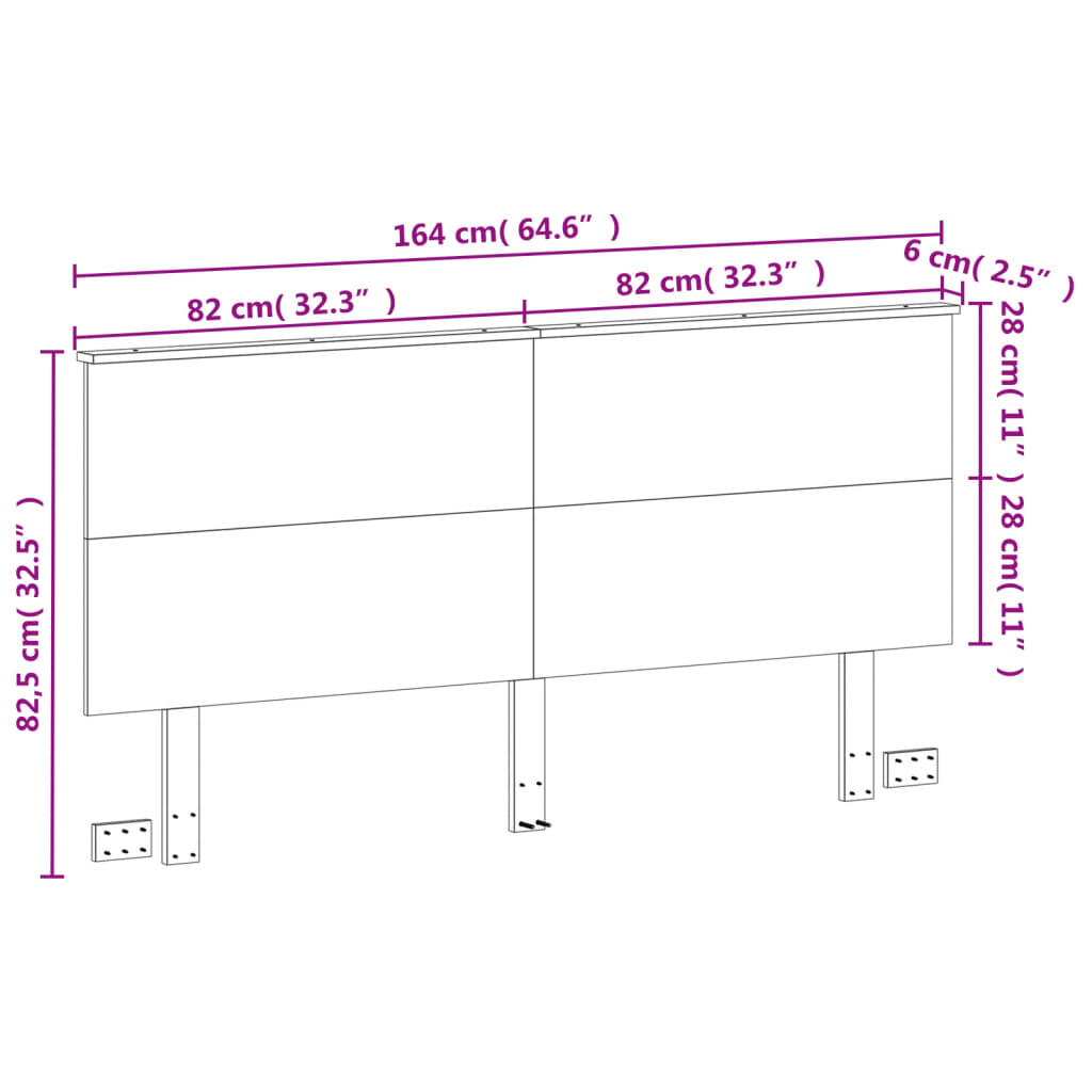 Testiera Marrone Cera 160 cm in Legno Massello di Pino - homemem39
