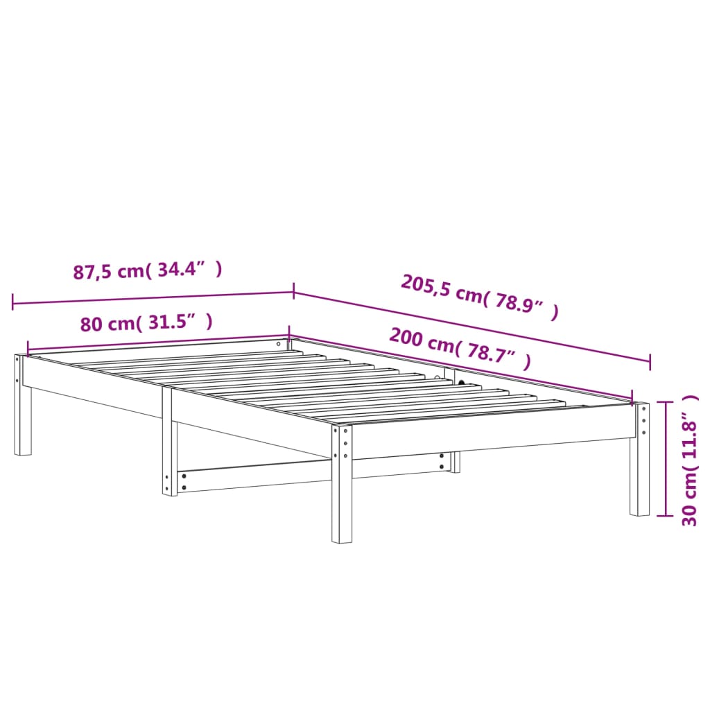 Dormeuse senza Materasso Marrone Cera 80x200 cm Legno di Pino | homemem39