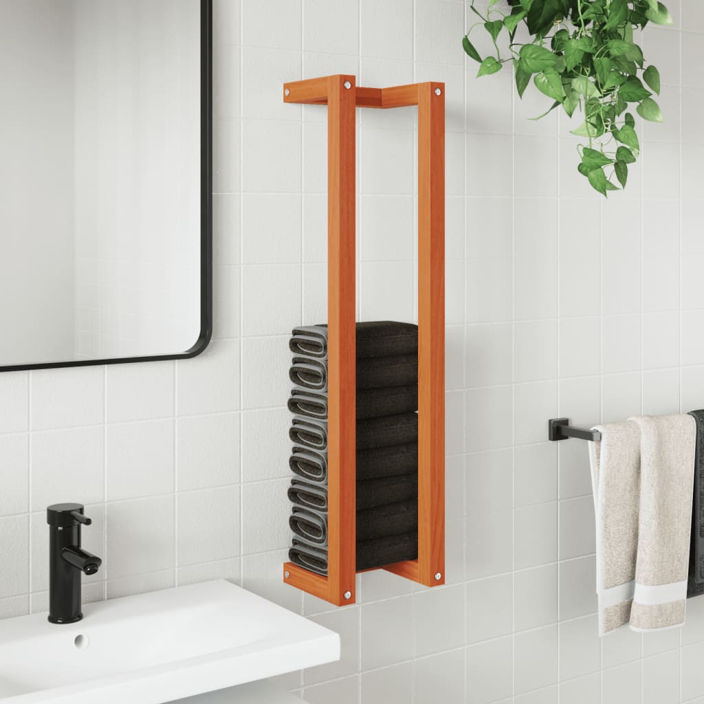 Portasciugamani Marrone Cera 23x18x90 cm Legno Massello di Pino - homemem39