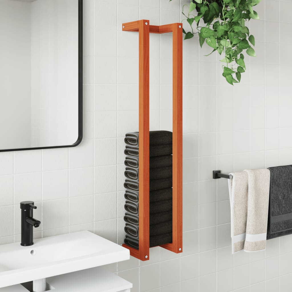 Portasciugamani Marrone Cera 23x18x110cm Legno Massello di Pino - homemem39