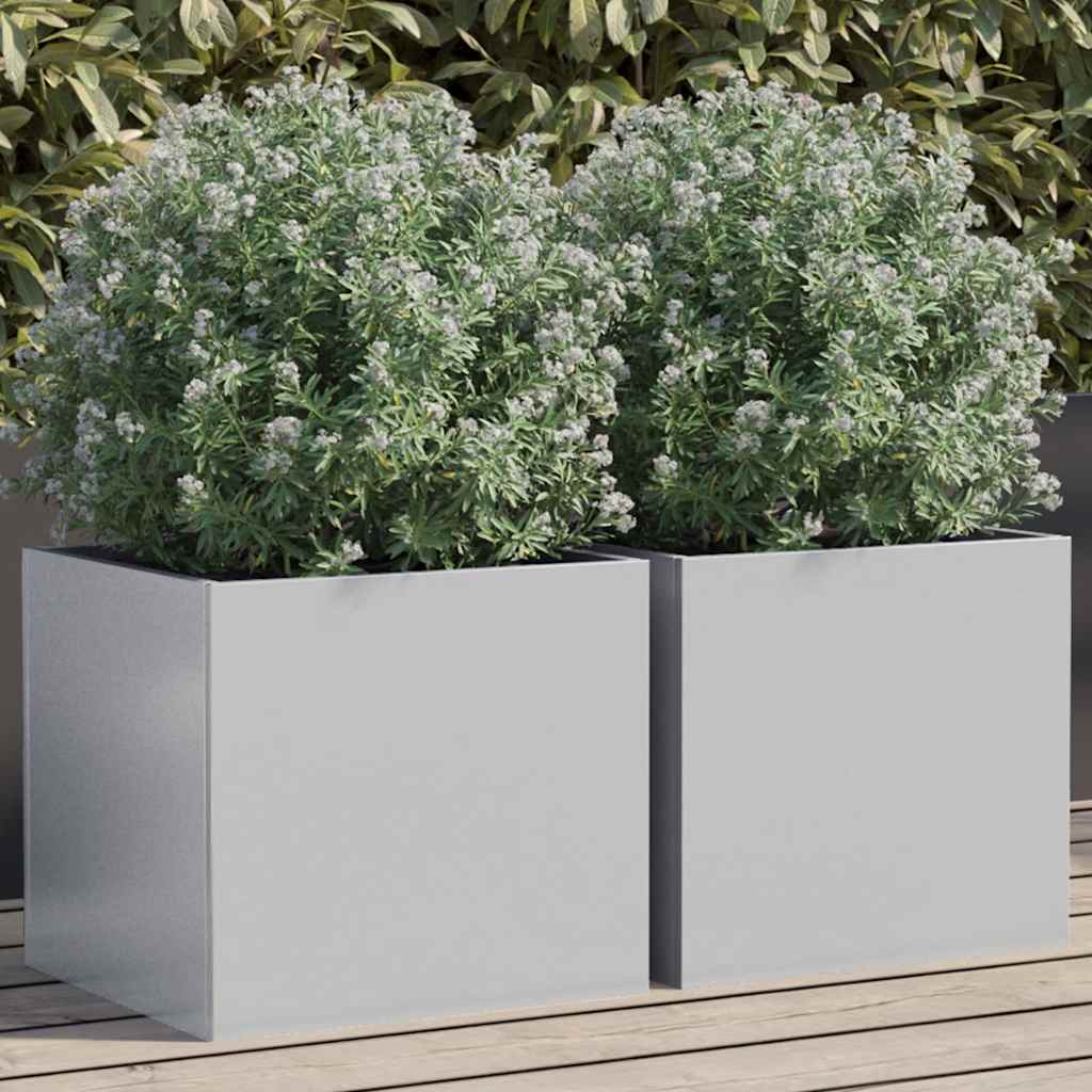 Fioriere 2pz Argento 32x30x29 cm in Acciaio Zincato - homemem39