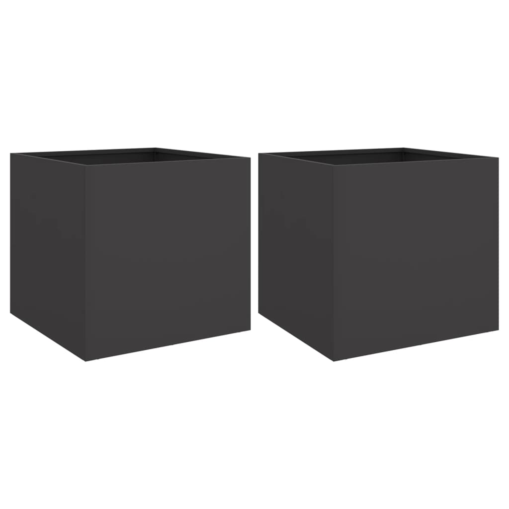 Fioriere 2 pz Nere 42x40x39 cm in Acciaio - homemem39
