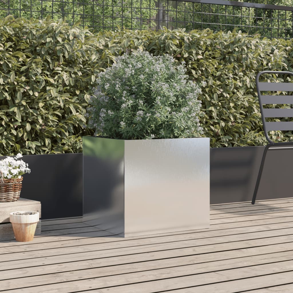 Fioriera Argento 49x47x46 cm in Acciaio Inox - homemem39