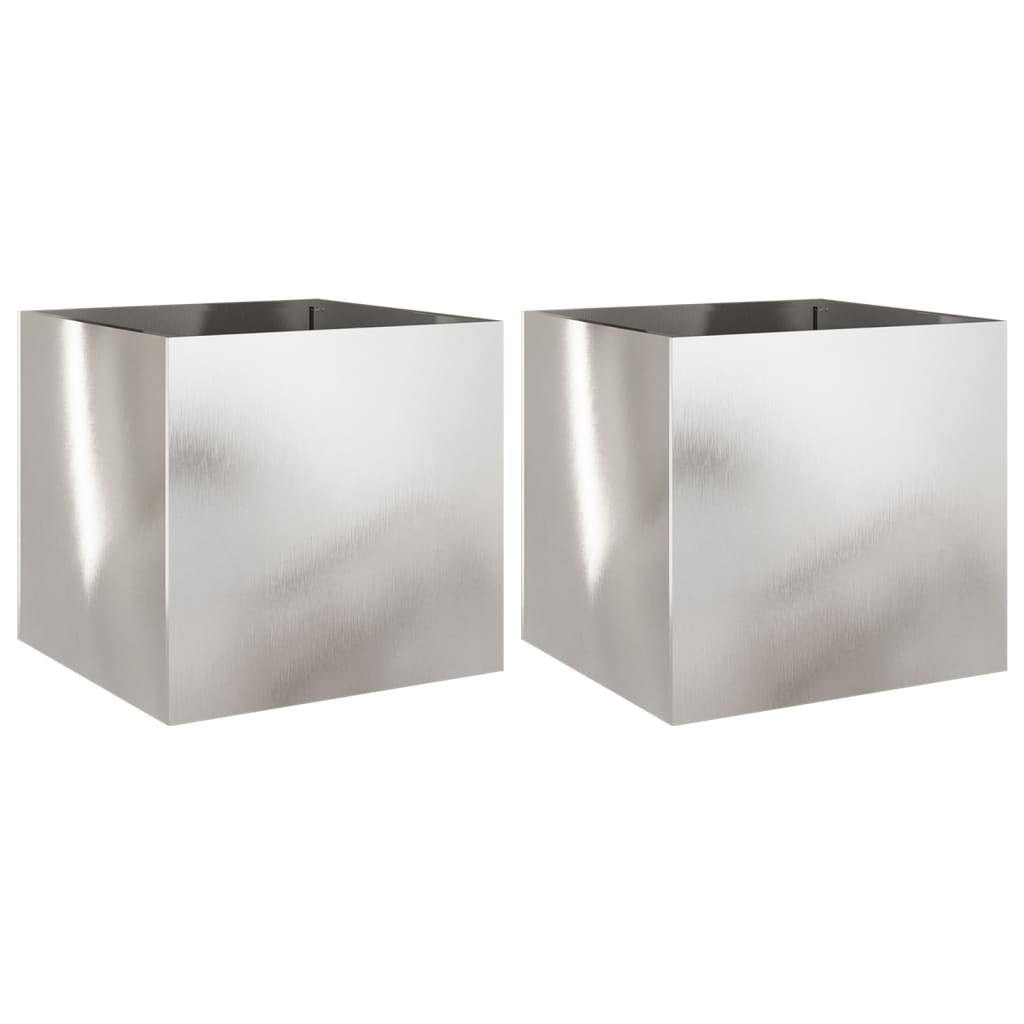 Fioriere 2 pz Argento 49x47x46 cm in Acciaio Inox - homemem39