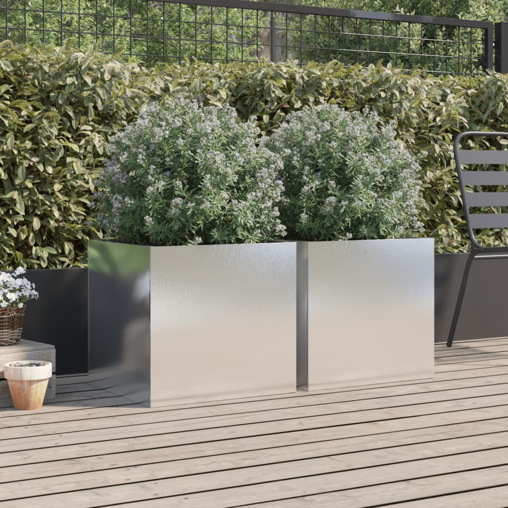 Fioriere 2 pz Argento 49x47x46 cm in Acciaio Inox - homemem39