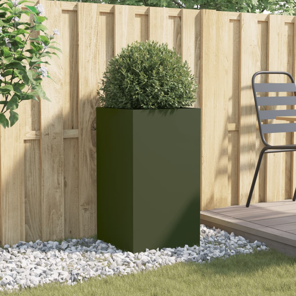 Fioriera Verde Oliva 42x38x75 cm in Acciaio - homemem39