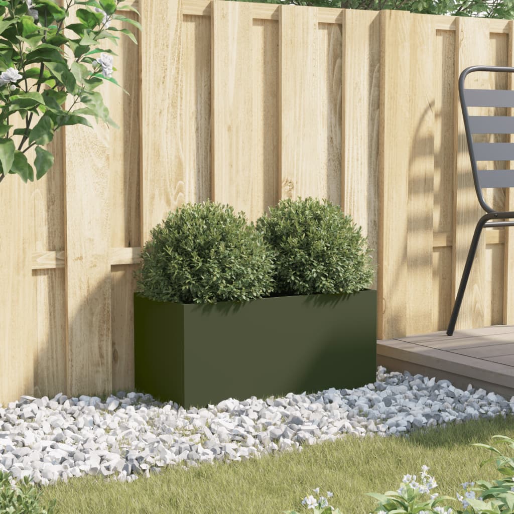 Fioriera Verde Oliva 62x30x29 cm in Acciaio - homemem39